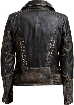 ジャケット・アウター vintage like fake leather jacket FIT WEAR Vintage Real Leather Jacket for Women, Shaded